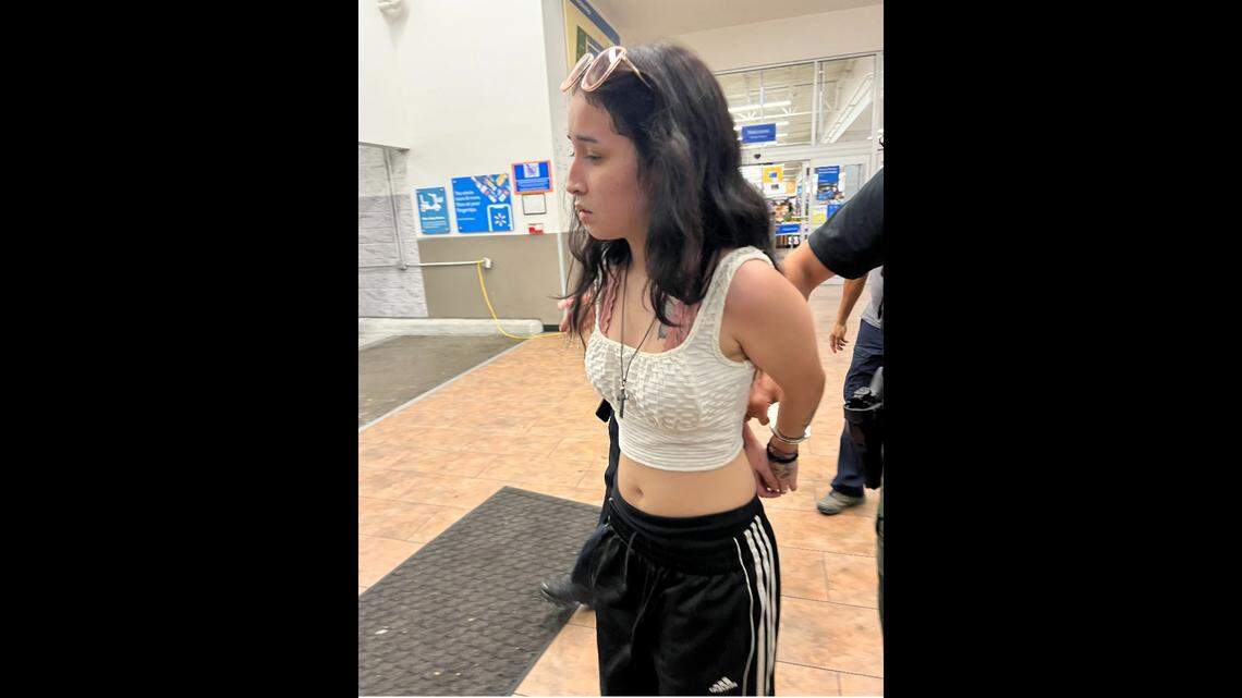 Katherine Banegas, 16, was arrested at a Walmart in Sunrise on Friday, Oct. 22, 2021. She is accused of stealing the pistol later used to murder a Hollywood police officer.
