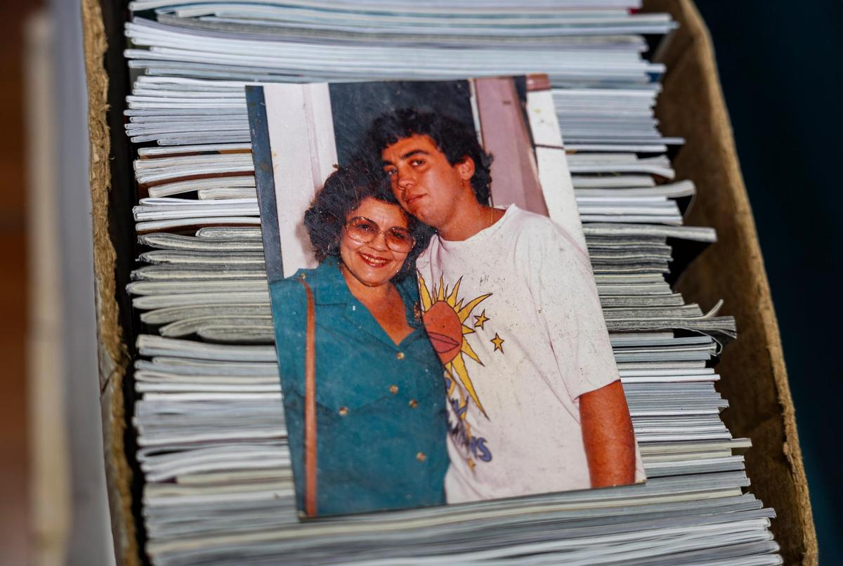 A photo of A&M Comics and Books owner Jorge Perez and his mom, Sonia Perez, on Friday, Jan. 24, 2025, in Miami, Fla.