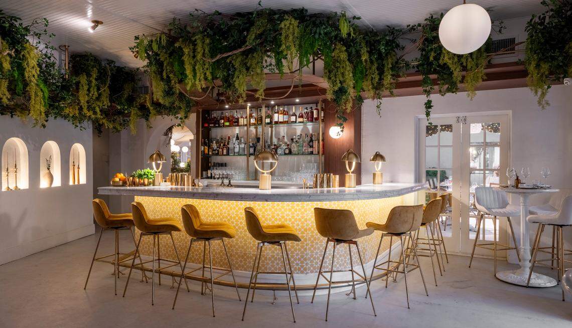 The bar at the new Motek restaurant in Miami Beach makes use of the brand’s signature yellow.