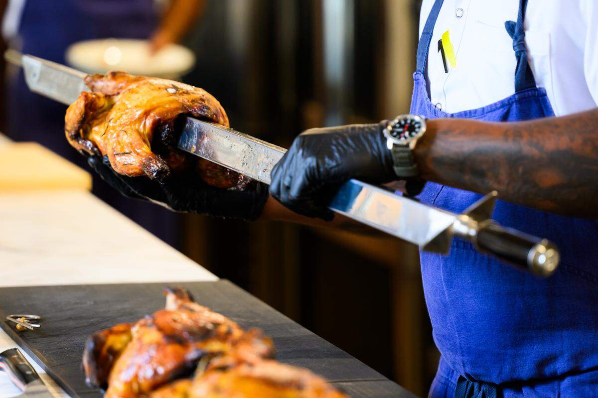 Rotisserie chicken is the specialty at The B100M concept in Miami, from culinary director J.D. Hillburn.