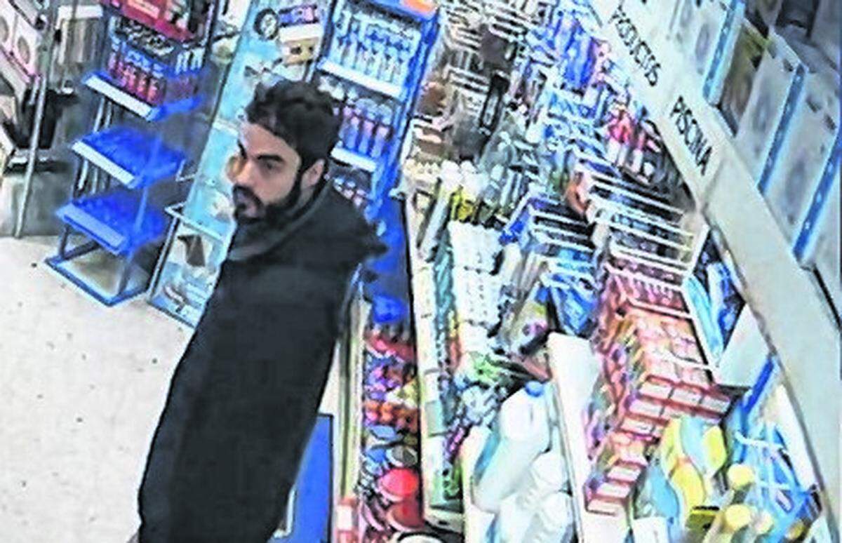 David Knezevich is shown on surveillance footage at a hardware store in Madrid purchasing materials that may have been used in his wife’s kidnapping, according to the FBI.