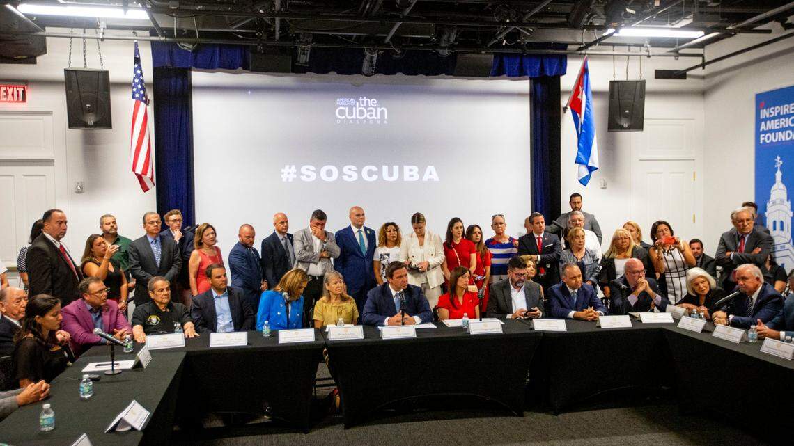 On July 13, Florida Gov. Ron DeSantis held a roundtable discussion with South Florida officials and Cuban-American representatives at American Museum of the Cuban Diaspora in Miami.