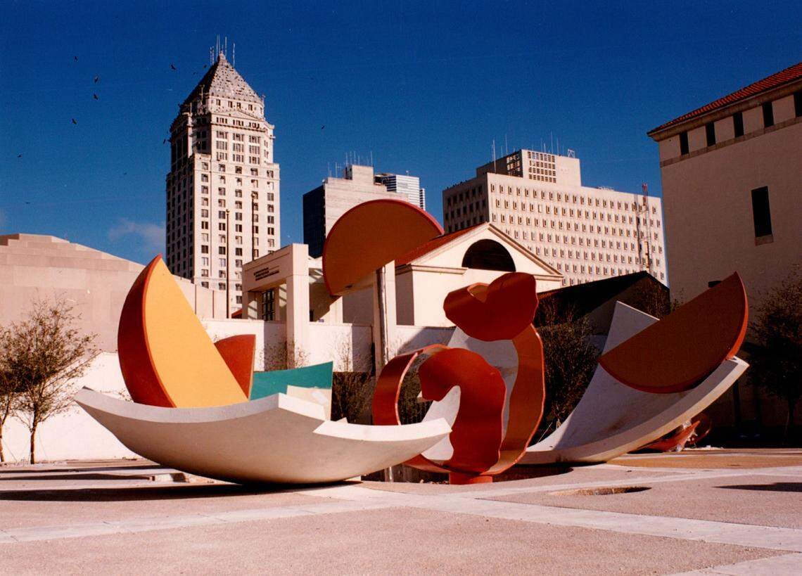 ‘Dropped Bowl With Scattered Slices and Peels’ by Claes Oldenburg and Coosje Bruggen, installed in downtown Miami in 1990, was part of the Art in Public Places program founded in Miami in 1973. 