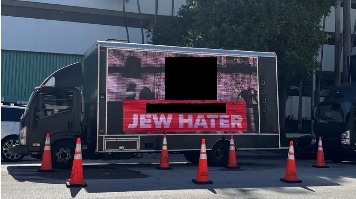 A redacted photo of a billboard truck allegedly hired and paid for by Miami Beach Commissioner David Suarez was included as an exhibit in a lawsuit from the activist group Jewish Voice for Peace