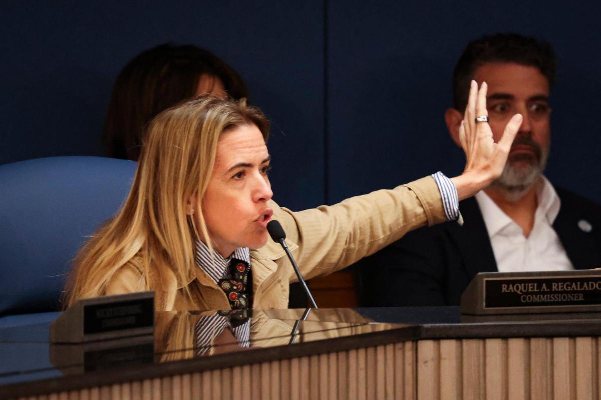 Commissioner Raquel Regalado speaks against the proposal to remove fluoride from drinking water during the Miami-Dade County Commission meeting on Tuesday, April 1, 2025, at the Stephen P. Clark Government Center in downtown Miami. The legislation passed on an 8-2 vote.
