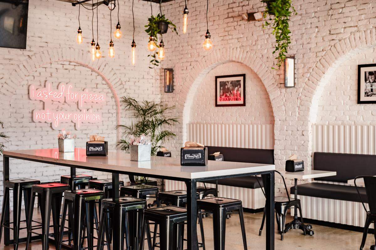 The interior of the new Pizza Bar in South Beach.