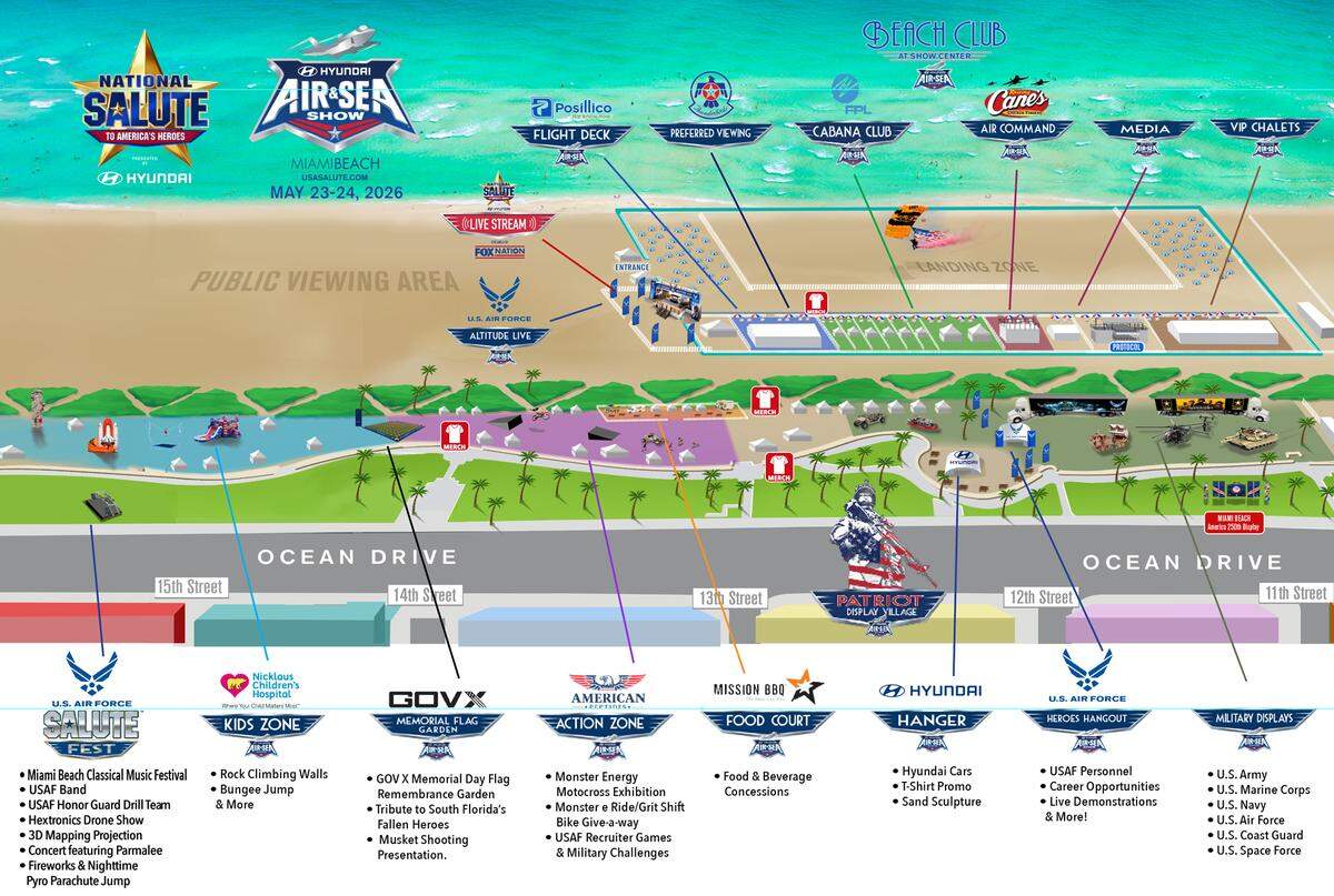 Site map for the Hyundai Air & Sea Show. 
