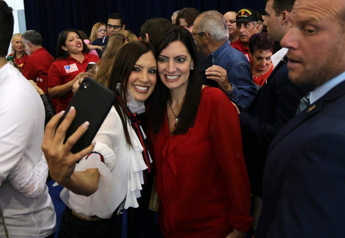 Florida lieutenant governor-elect Jeanette Nuñez shares with supporters during a “Thank You Tour Stop” with governor-elect Ron DeSantis Saturday, Dec. 15, 2018, at the Jose Marti Gym in Little Havana.