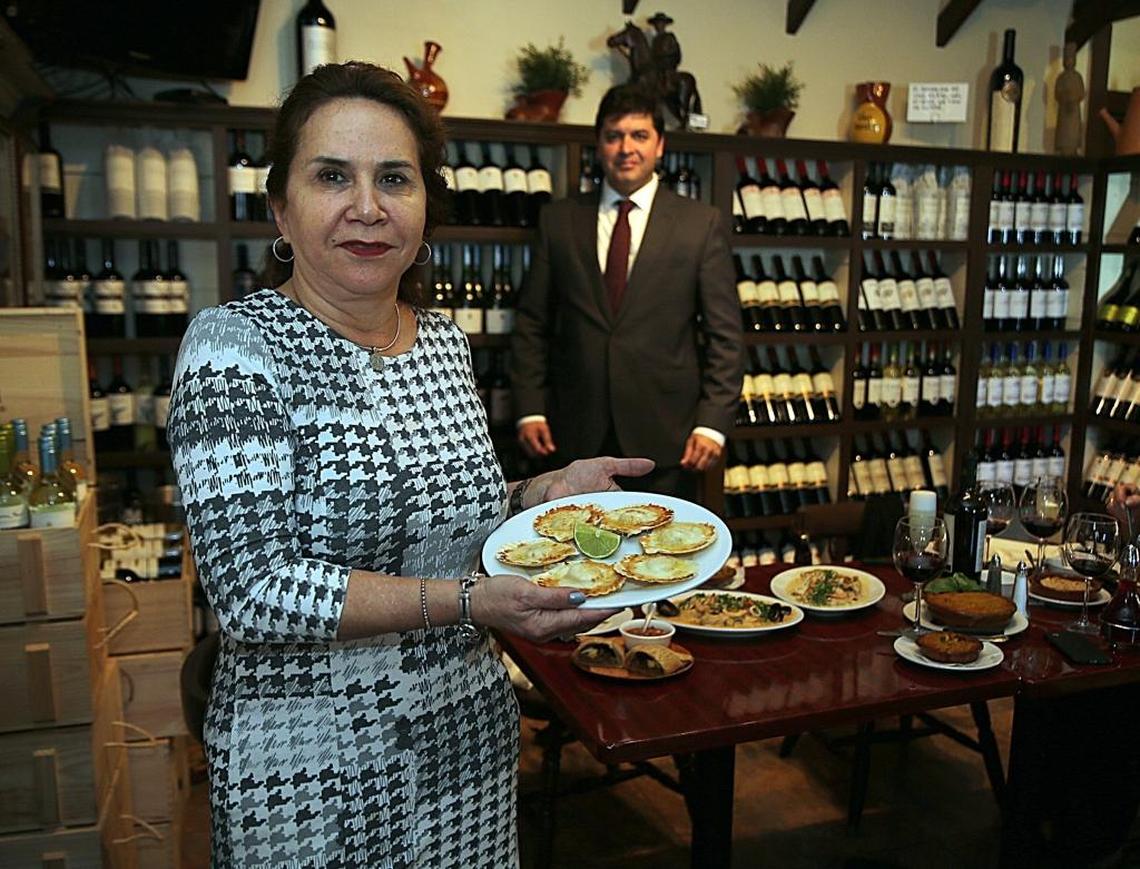 Pamela Canales, owner of Pamela’s, and Chile’s commercial attaché Sacha D. Garafulic.