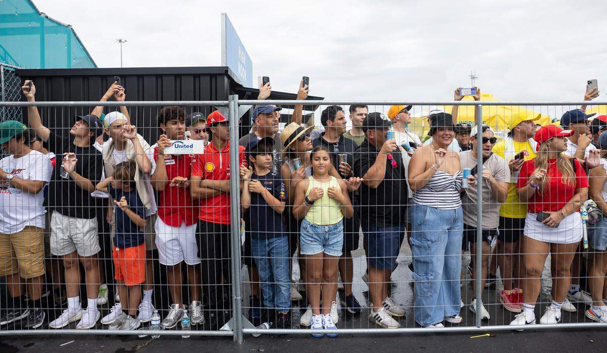 Fans watch as drivers participate in a Sprint race on the second day of the Formula One Miami Grand Prix at the Miami International Autodrome on Saturday, May 3, 2025, in Miami Gardens, Fla.