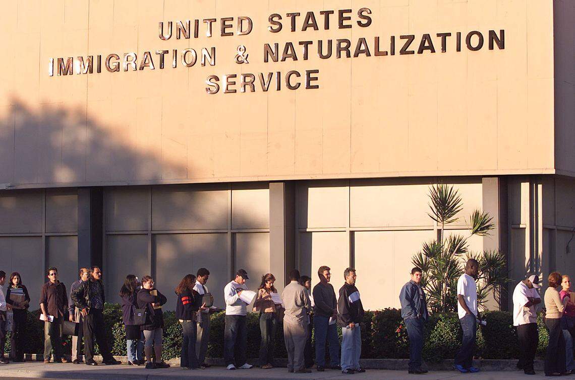In 2003, the line outside INS headquarters.