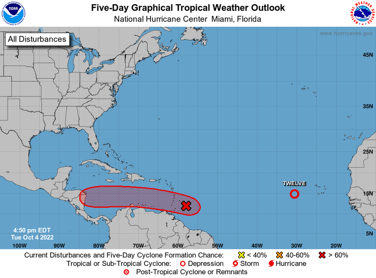 A tropical depression has formed in the Atlantic, and another near the Caribbean Sea could develop soon.