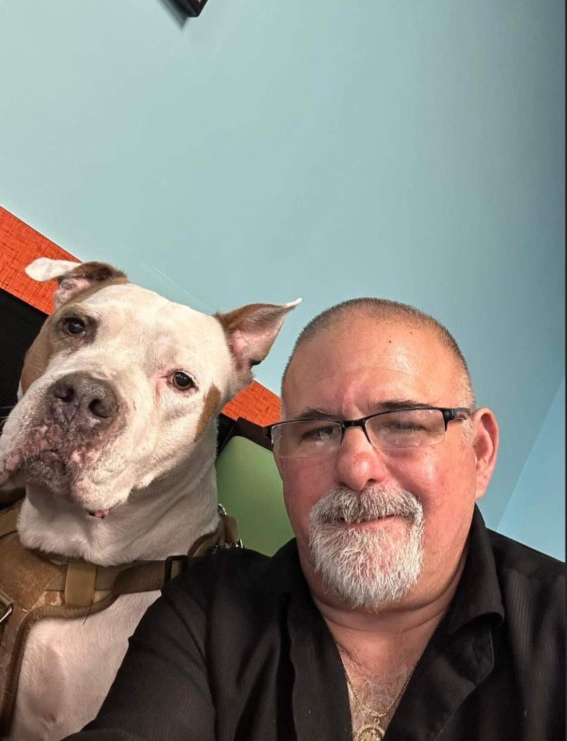 Bruce Reese, 60, and his beloved dog Prince. Reese walked into the Aldi in Lauderdale Lakes with Prince on a leash when a man began harrassing him. The assailant punched him in the head, leaving him with severe brain damage.