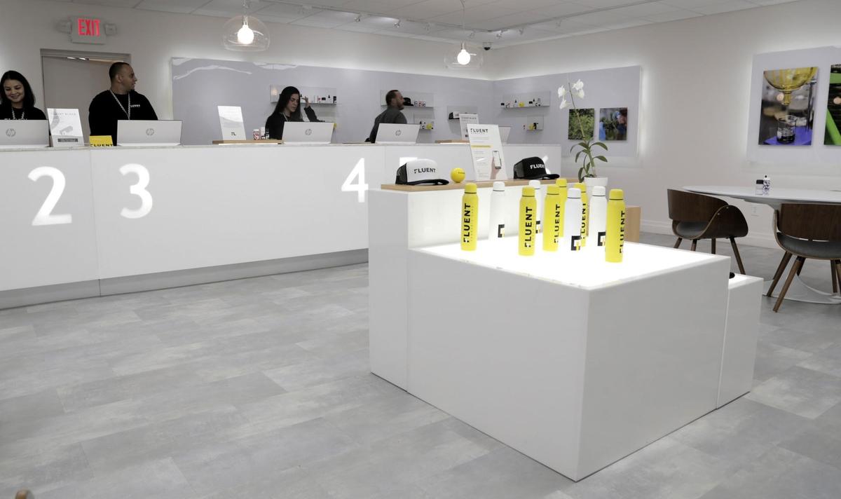 The counter at Fluent Cannabis Care’s North Miami Beach dispensary.