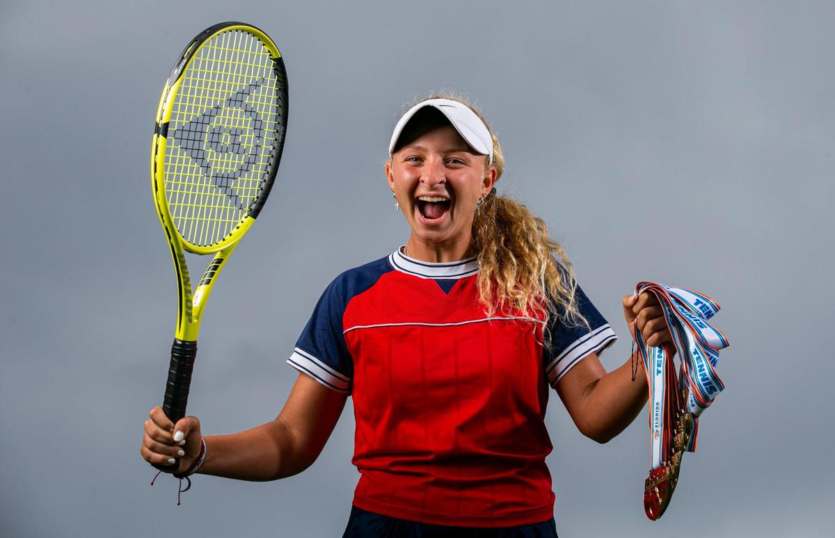 Dade Tennis Player of the Year Valeria Ray, from Doral Academy Preparatory School, is photographed at A.D. Barnes Park in Miami, Florida on Tuesday, May 3, 2022.