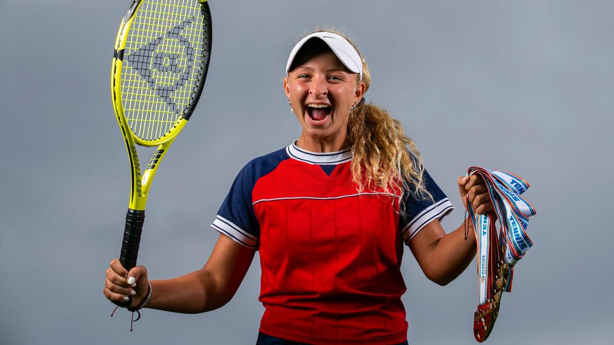 Dade Tennis Player of the Year Valeria Ray, from Doral Academy Preparatory School, is photographed at A.D. Barnes Park in Miami, Florida on Tuesday, May 3, 2022.