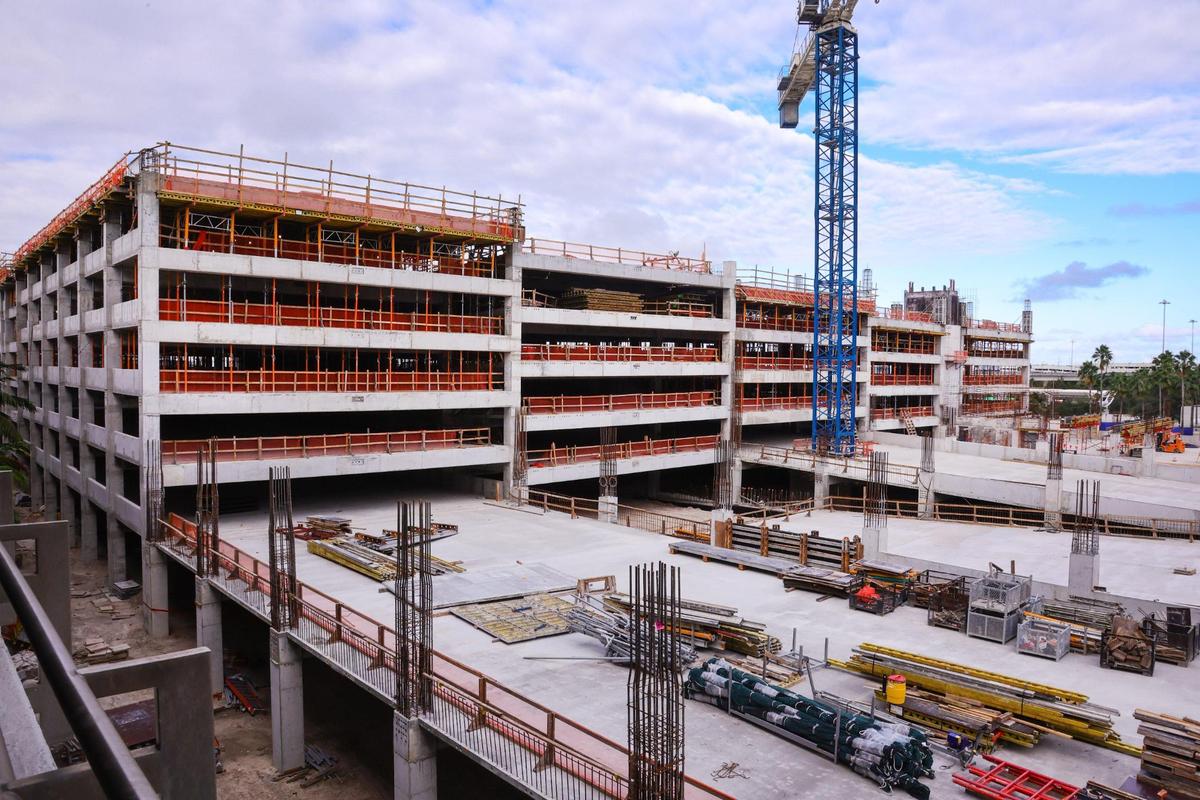 A view of Flamingo Garage Extension Park 6 under construction at Miami International Airport in Miami, Florida, on Tuesday, November 12, 2024.