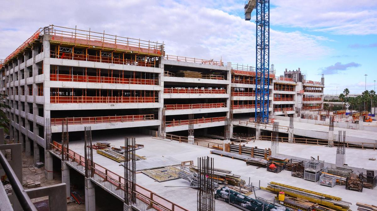 A general view of a new parking garage under construction at Miami International Airport in Miami, Florida, on Tuesday, November 12, 2024.