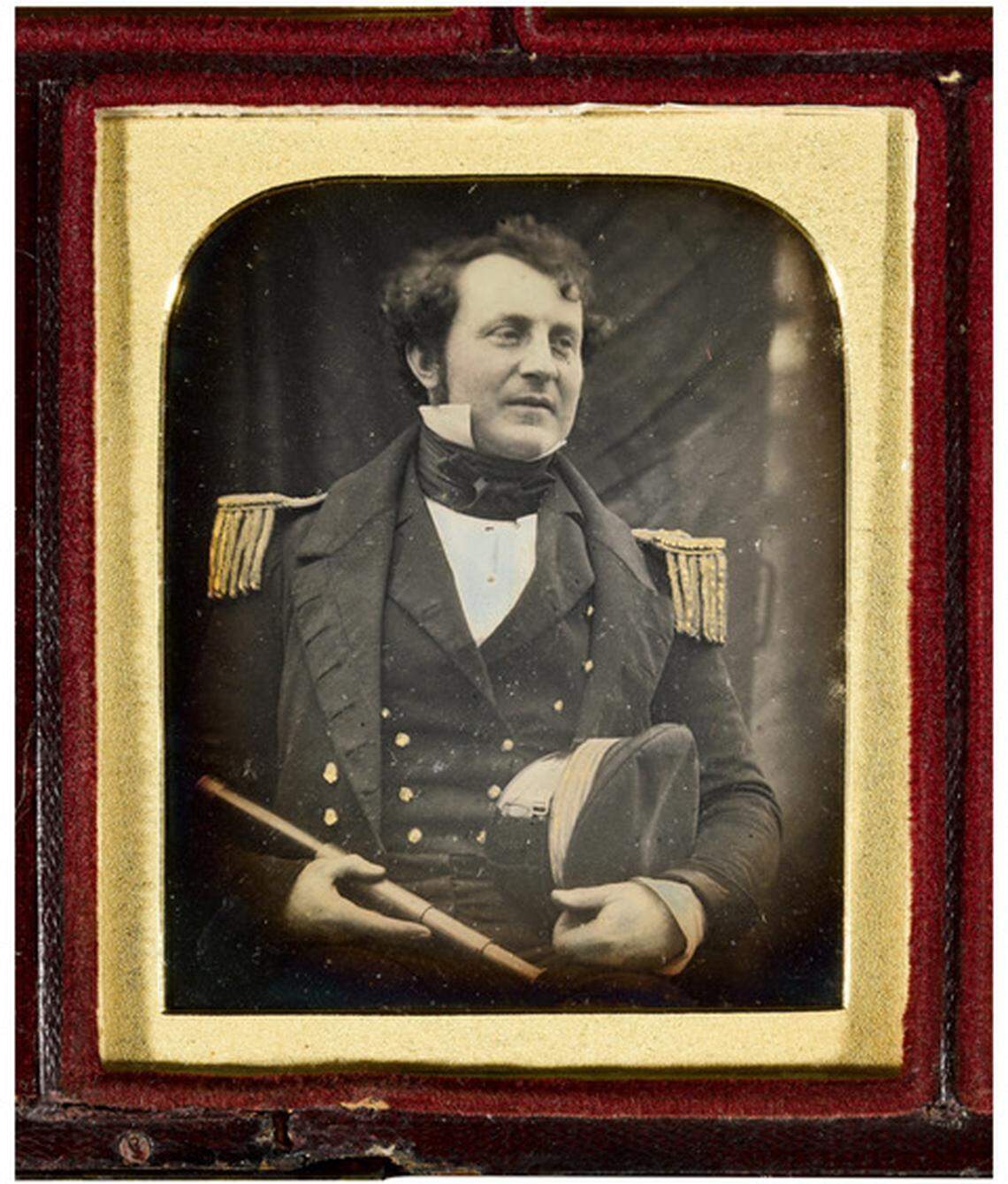 A daguerreotype of James Fitzjames was taken by Richard Beard in May 1845 as he served as commander of the HMS Erebus.