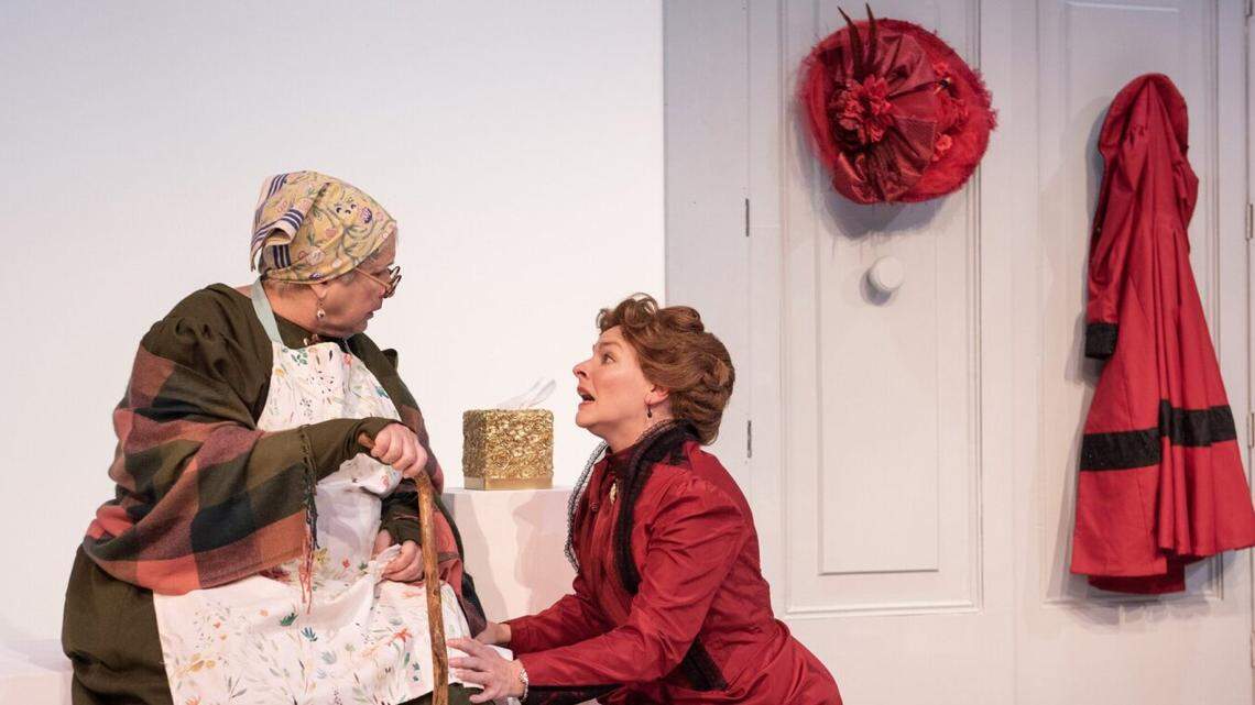Elizabeth Dimon as Anne Marie and Rachel Burttram as Nora in Lucas Hnath’s ‘A Doll’s House, Part 2,’ directed by Bari Newport, at GableStage in the Biltmore Hotel through March 19.