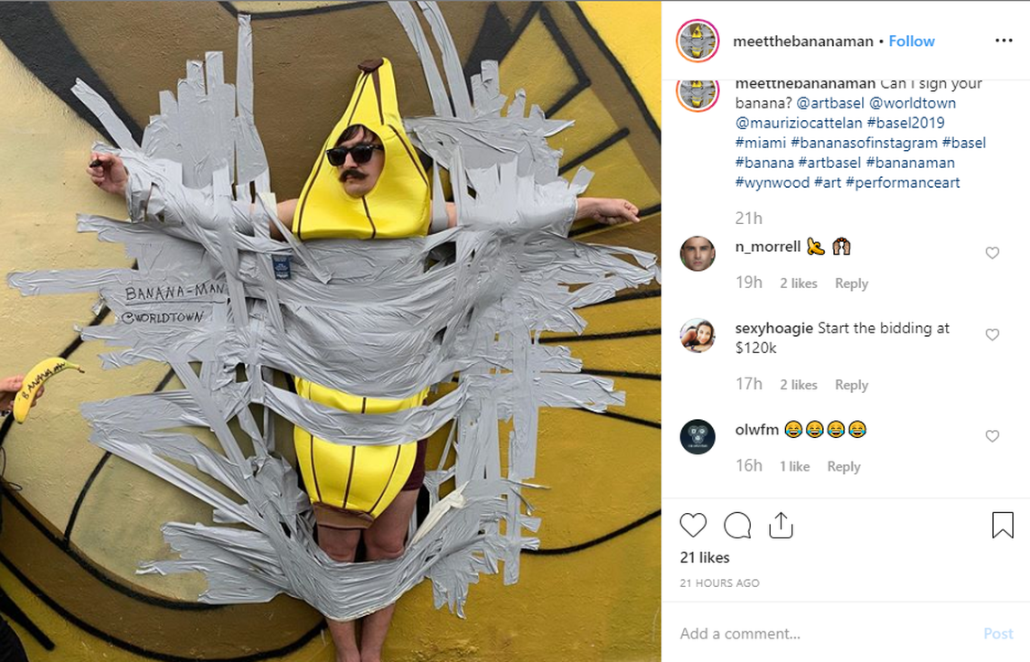 The Banana Man made an appearance in Wynwood on the last day of Art Basel.