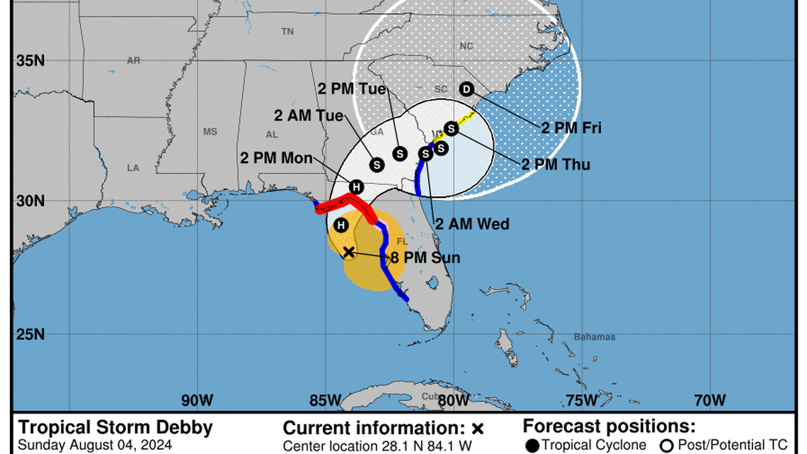 Hurricane Debby, a major flood threat, nears landfall on Florida’s Big Bend