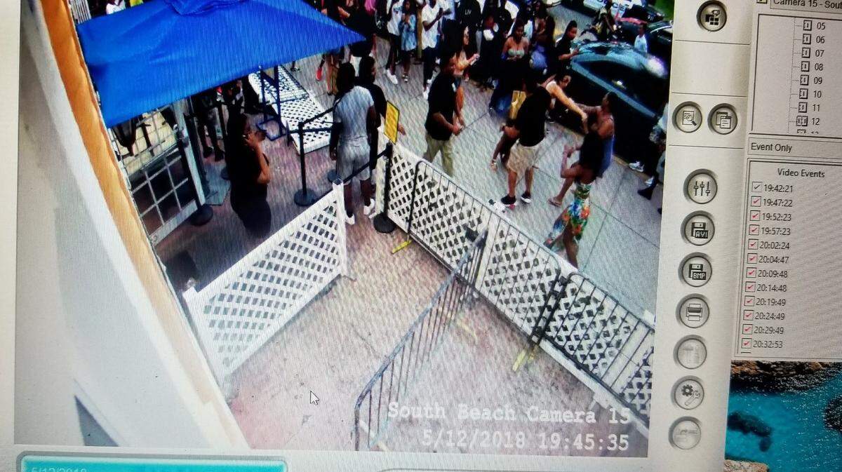 An Ocean Drive Association security camera captured the scene of a brawl between women on South Beach's Ocean Drive near Fat Tuesday on May 12, 2018.