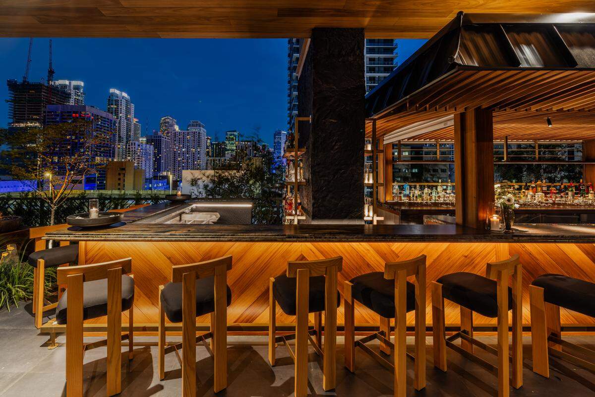 The view from the bar at Yamashiro in Miami.