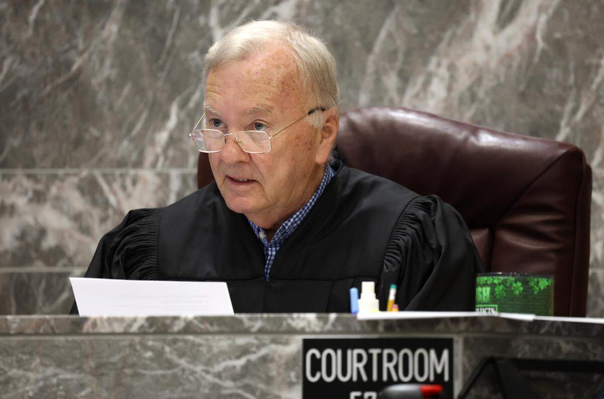 Judge Ernest Kollra reads deliberation instructions to the jury during the Jason Banegas&nbsp;sentencing trial at the Broward County Courthouse in Fort Lauderdale on Monday, Dec. 15, 2025. Banegas pleaded guilty in October 2025 to the 2021 shooting death of Hollywood Police Officer Yandy Chirino. 