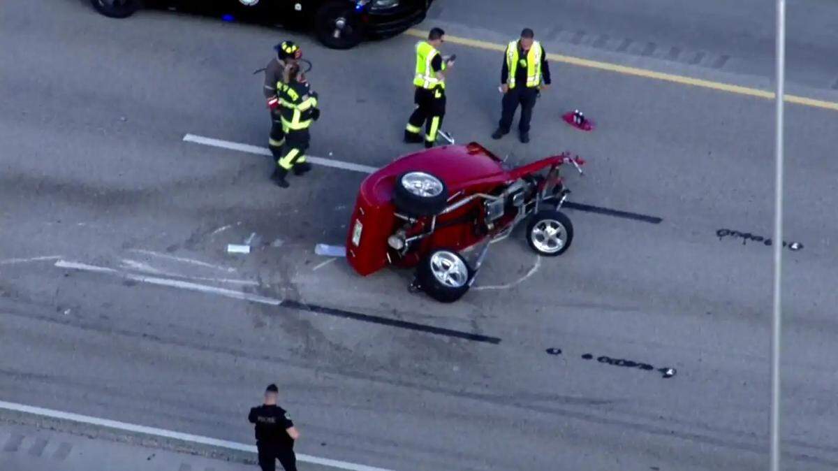 A man was “partially ejected” from his vintage Ford following a crash on the Sawgrass Expressway in Broward County on Feb. 1, 2023, according to Florida Highway Patrol.