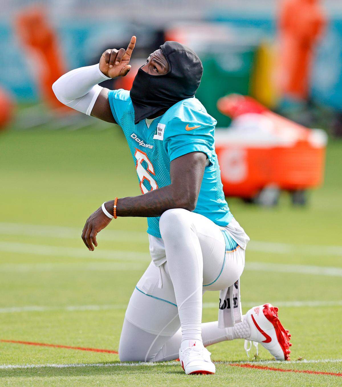 Miami Dolphins defensive back Trill Williams (6) looks on during practice at Baptist Health Training Complex in Hard Rock Stadium on Wednesday, December 15, 2021 in Miami Gardens, Florida, in preparation for their game against the New York Jets at Hard Rock Stadium on Sunday. (David Santiago Photo / Miami Herald)