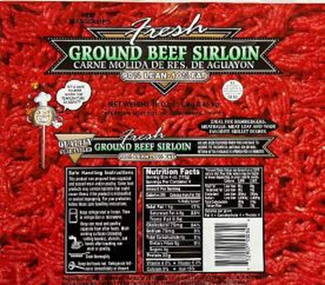 The label on recalled WinCo Ground Sirloin