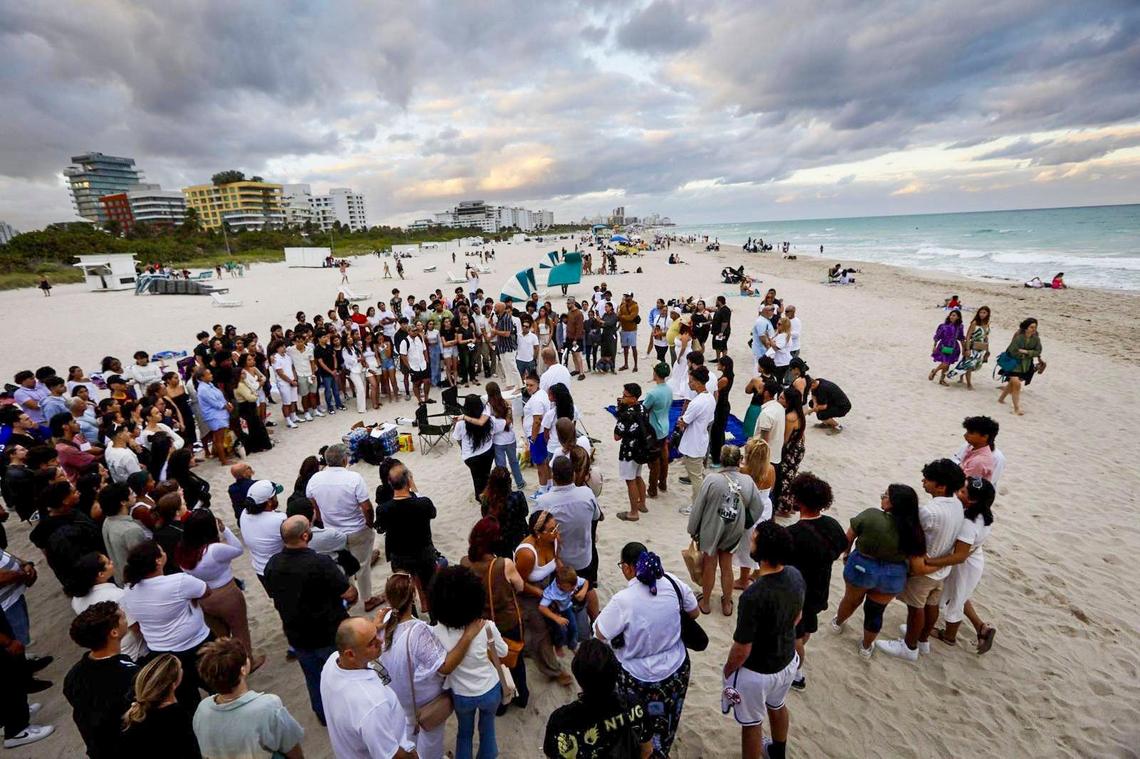 People gathered in South Pointe Beach on Saturday, Nov. 16 for a memorial service for 19-year-old Victor Castaneda who went missing from South Pointe Beach and has been confirmed dead by police.