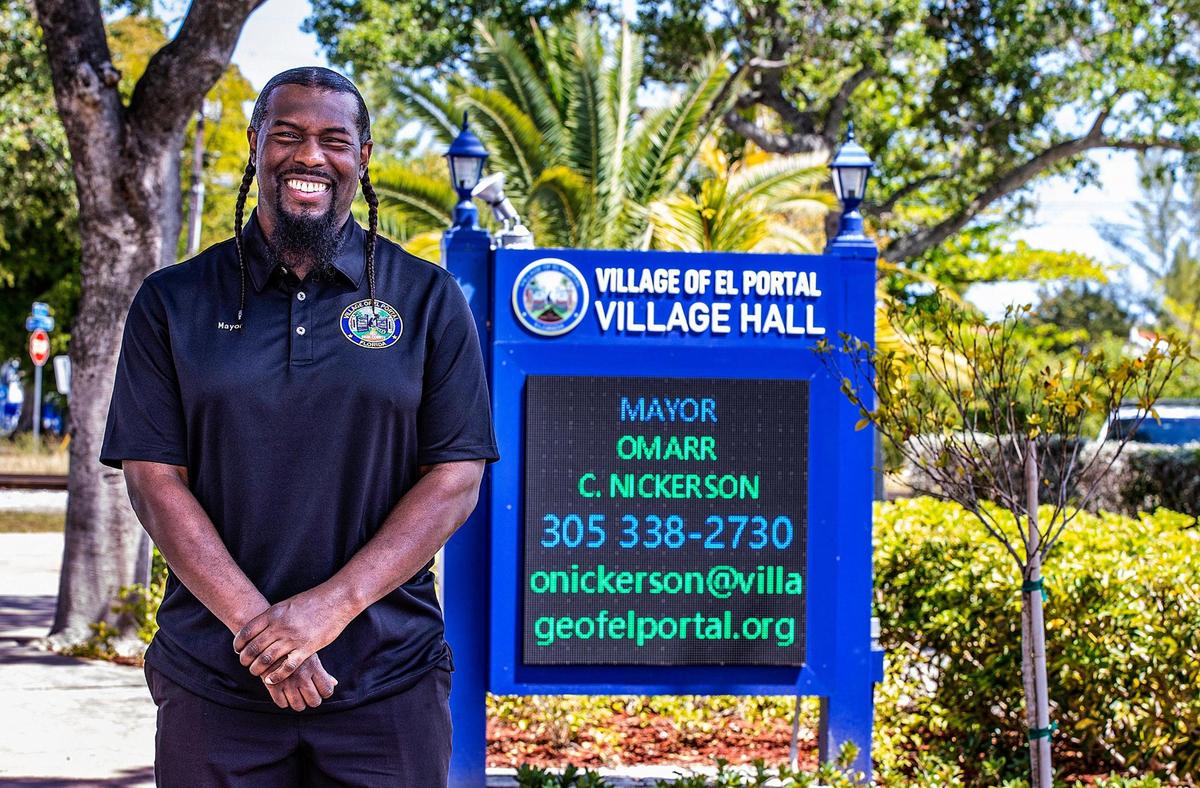 Omarr C. Nickerson, Mayor of Village of El Portal, in front of the Village Hall, on Tuesday March 28, 2023.