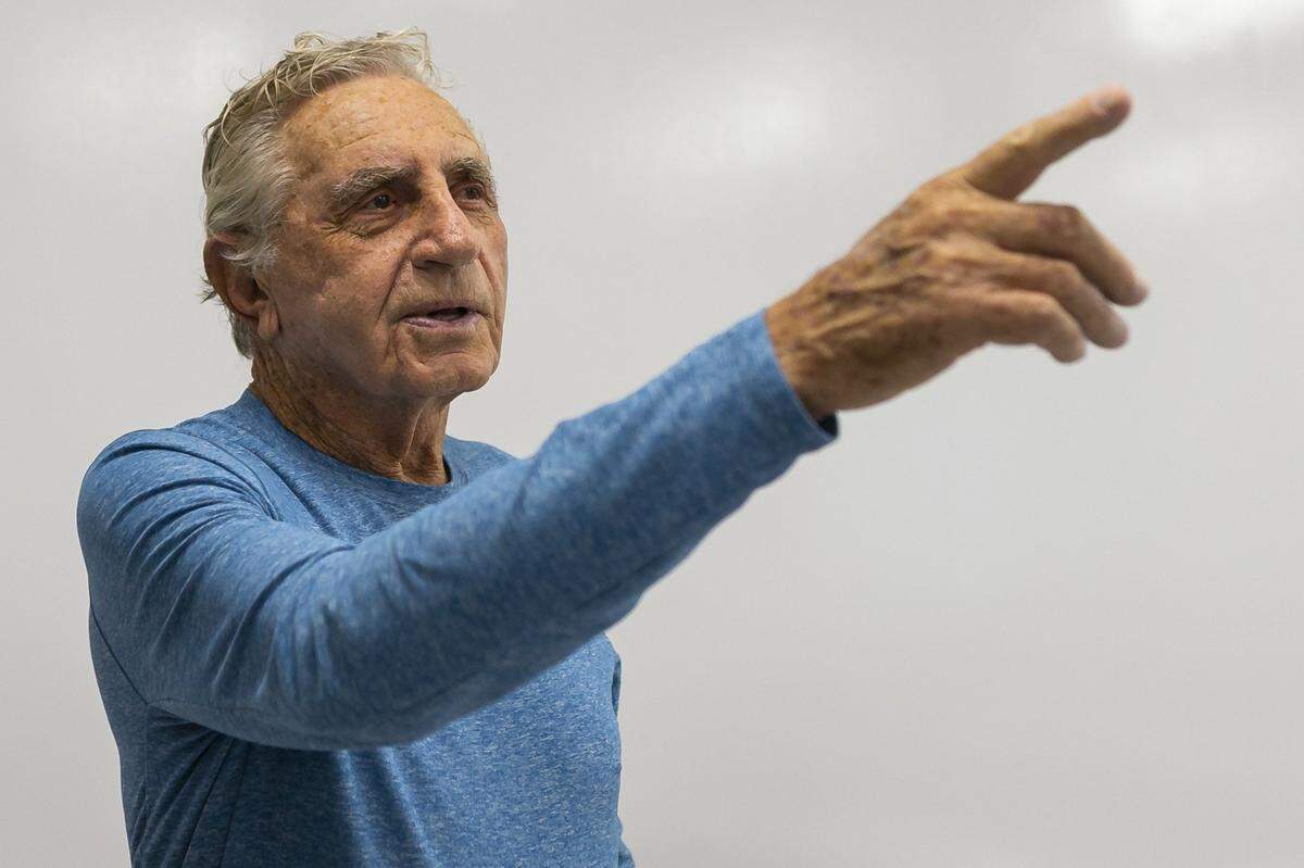 Local developer Don Soffer visits students during the first day of class at Don Soffer Aventura High School in Aventura, Florida on Aug. 19, 2019. The date marked the opening of the 53,000-square-foot building.