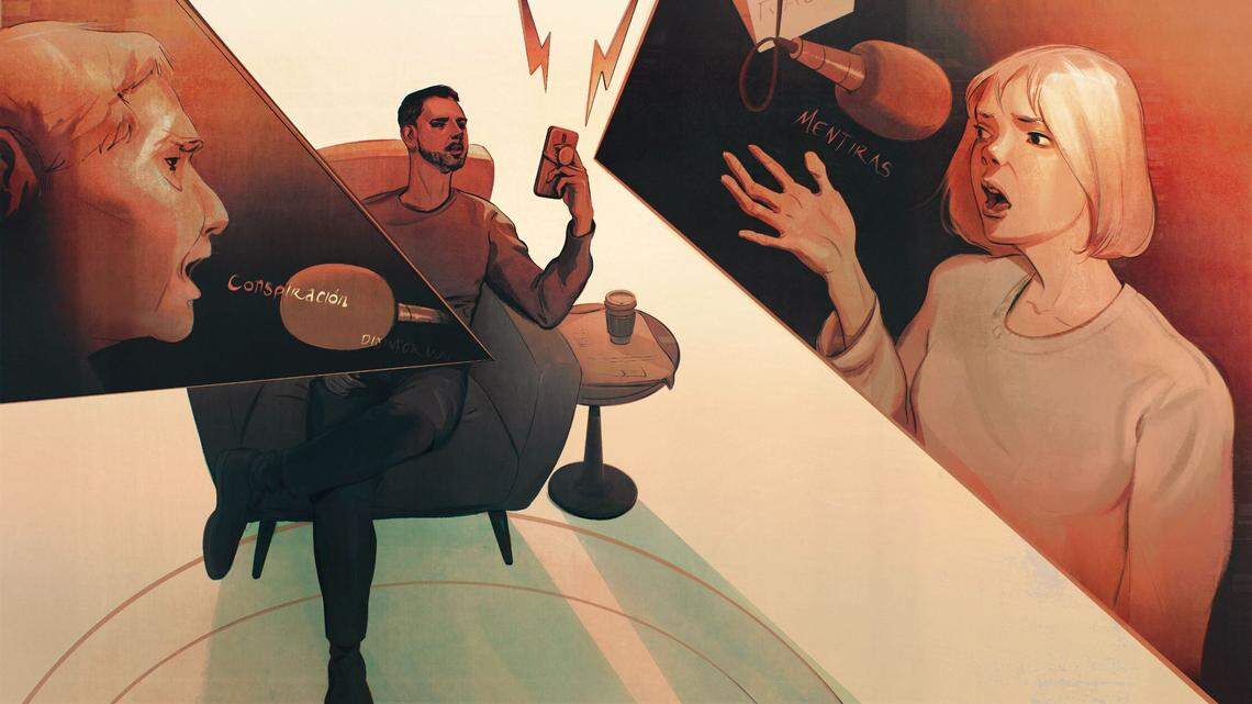 Cómo la angustia y las conspiraciones partidistas prosperan en la cámara de eco de los medios en español de Miami