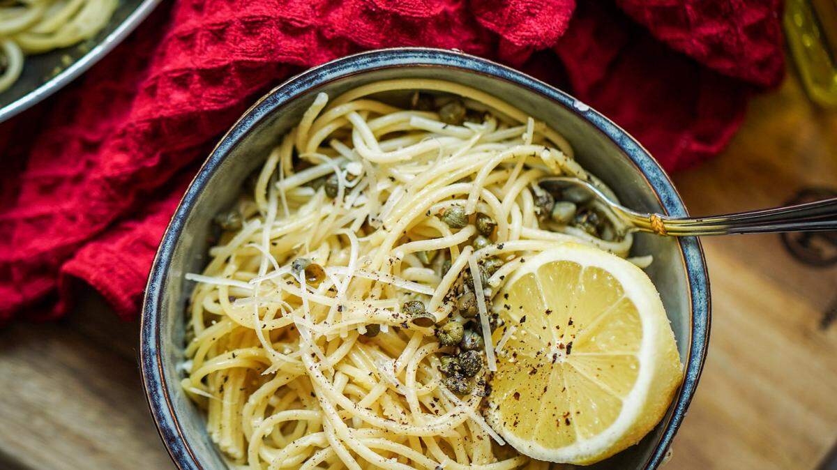Lemony pasta with capers.