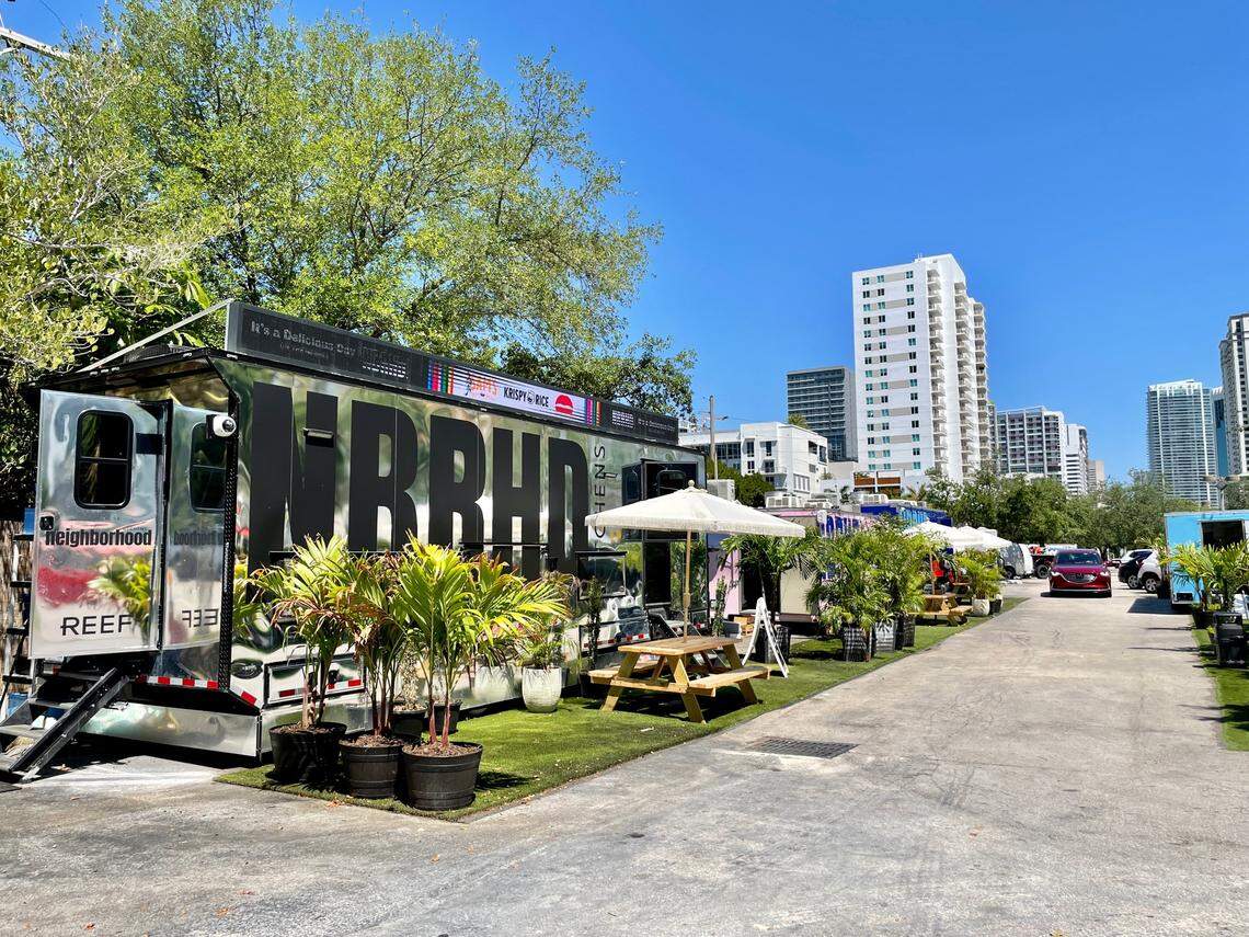 REEF Technology’s mobile kitchen in Brickell cooks meals for delivery-only restaurants in parking lots it owns. Miami commissioners approved a pilot program to allow these kitchens in the city.