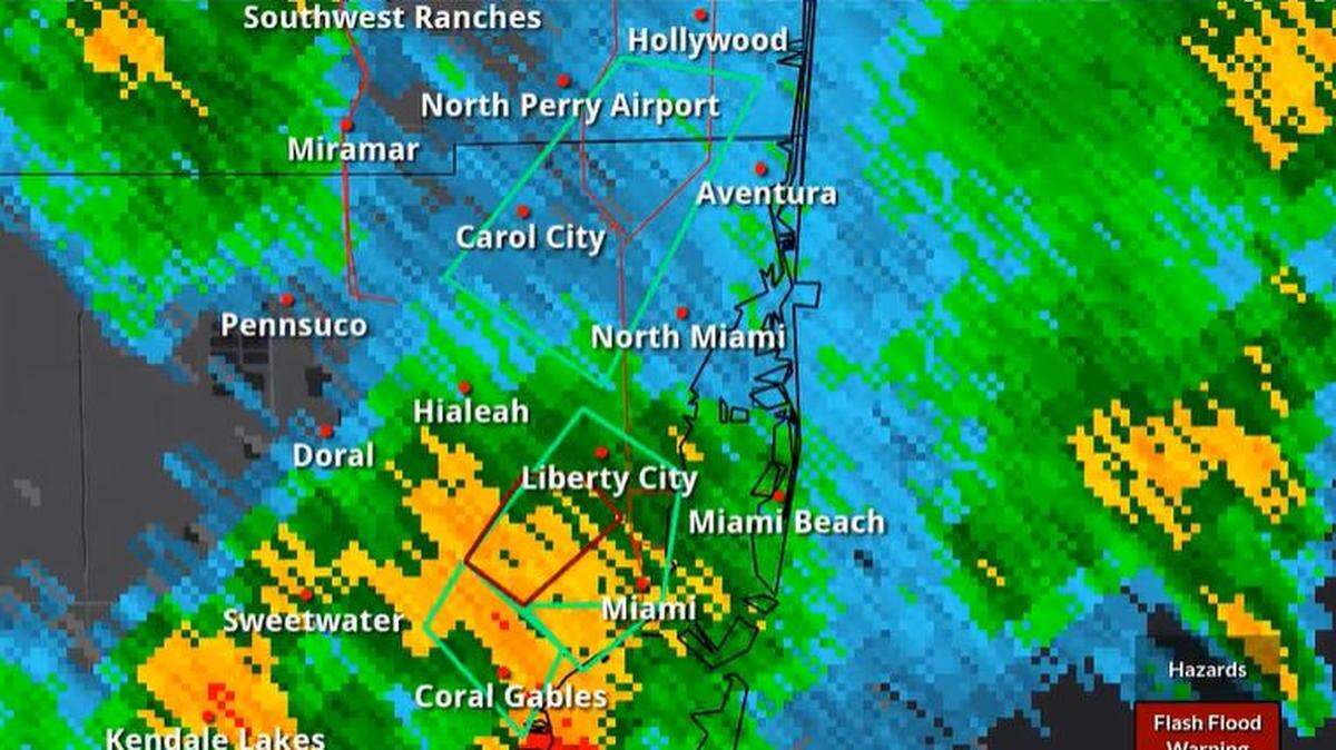 National Weather Service-Miami radar showed heavy rains impacting much of Miami-Dade County Monday afternoon, Sept. 8, 2025.