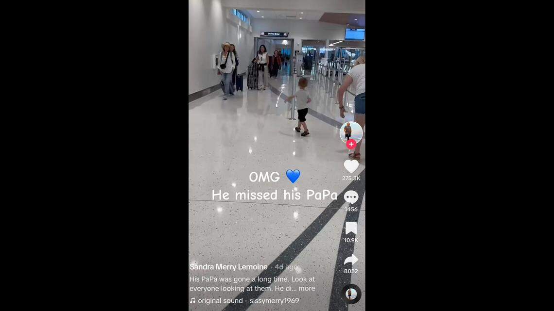 A 3-year-old boy surprised his grandpa at the airport after he’d been working overseas for two months.
