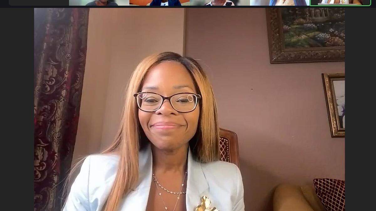 Florida congresswoman, Sheila Cherfilus-McCormick speaking during a virtual meeting on Tuesday, Aug. 27 about the work she’s done with Kamala Harris to strengthen relations between Africa and the U.S.