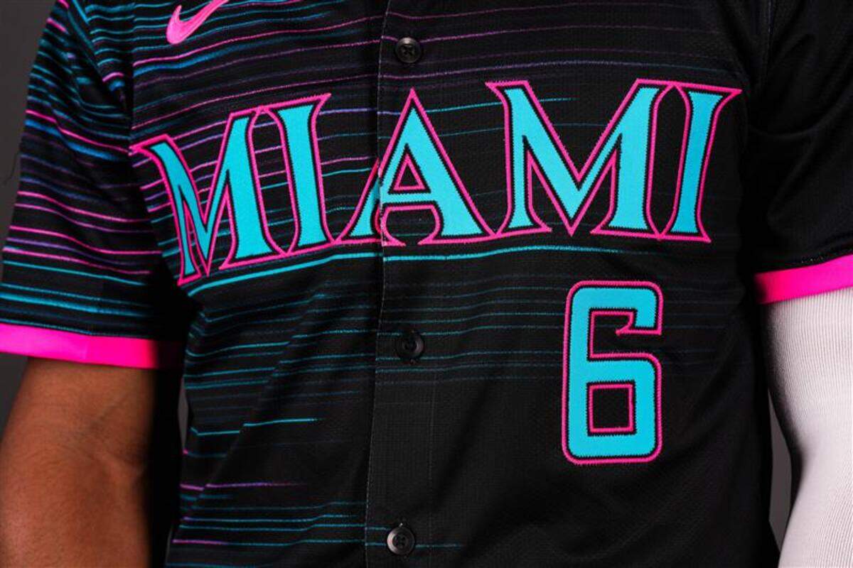 Miami Marlins City Connect 2.0 - Retrowave jersey.