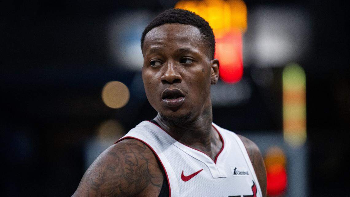 Miami Heat guard Terry Rozier (2) in the first half against the Indiana Pacers at Gainbridge Fieldhouse.