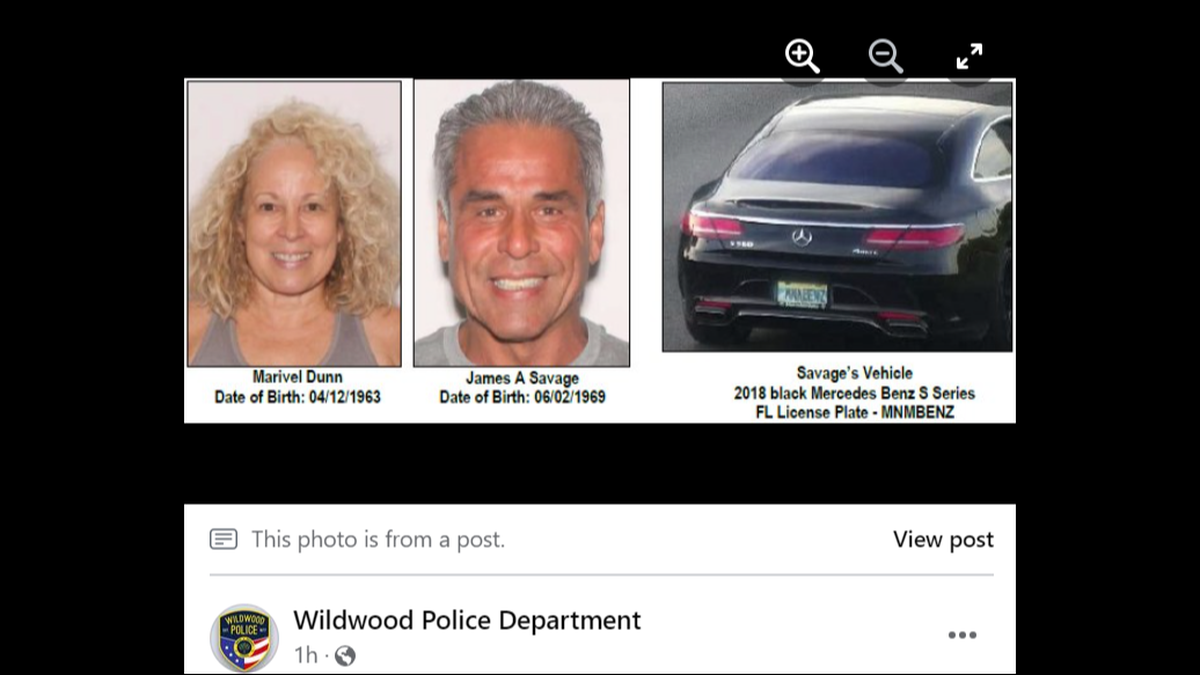 Marivel Dunn, 60, was forcibly taken from a Florida home by her partner, police said. The search is on for the couple.