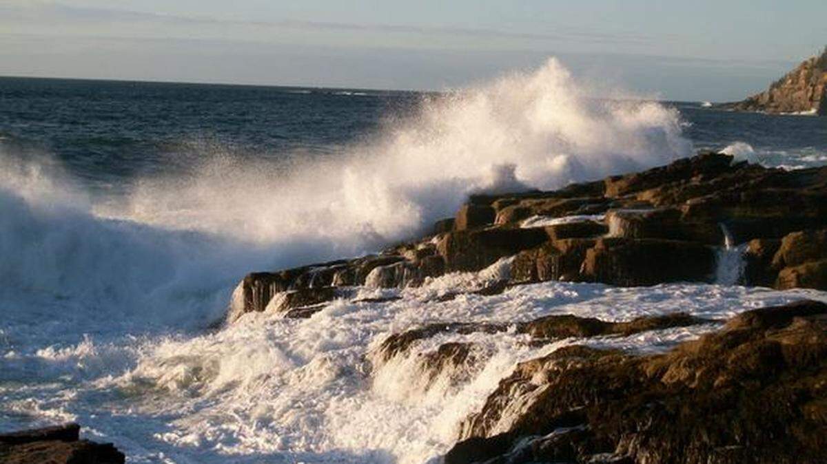 In this photo from the Caribou National Weather Service, waves are shown crashing east down the coastline in Maine. A 20-year-old woman was dragged into the ocean on Sept. 10, 2022, at the Acadia National Park.