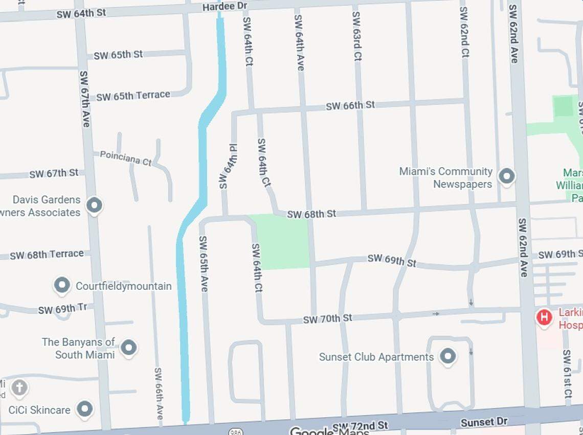 A Twin Lakes Canal section near Southwest 68th Street in the South Miami area is being tested, the Florida Department of Health said, but ‘it is important to exercise caution, even if [the] presence of toxins has not yet been confirmed.’