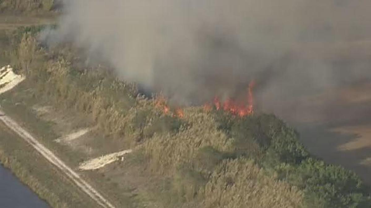 Brush fire at Krome Avenue and Southwest 120th Street.