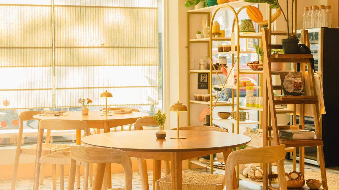 The cheery inside of the new home of Cotoa in North Miami, an Ecuadoran restaurant from chef Alejandra Espinoza.