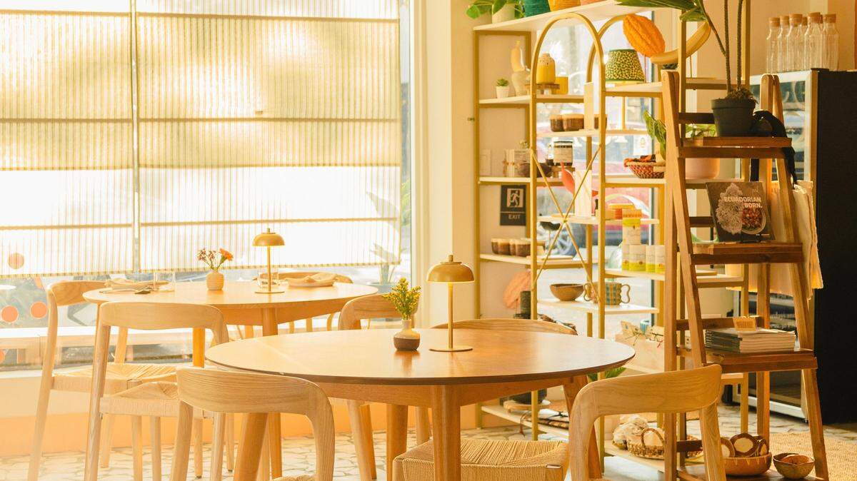 The cheery inside of the new home of Cotoa in North Miami, an Ecuadoran restaurant from chef Alejandra Espinoza.