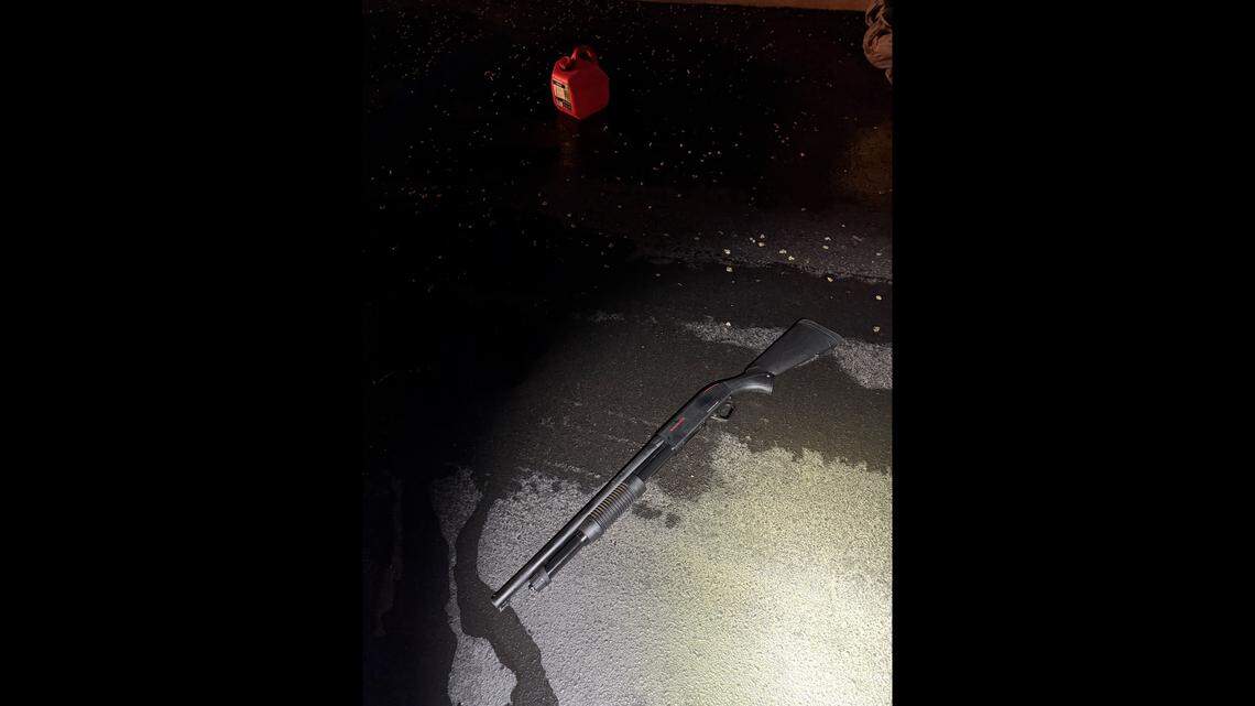 The shotgun and gas can that the Secret Service and Palm Beach County Sheriff’s Office say Austin Tucker Martin was holding when he got inside the front entrance of Mar-A-Lago.